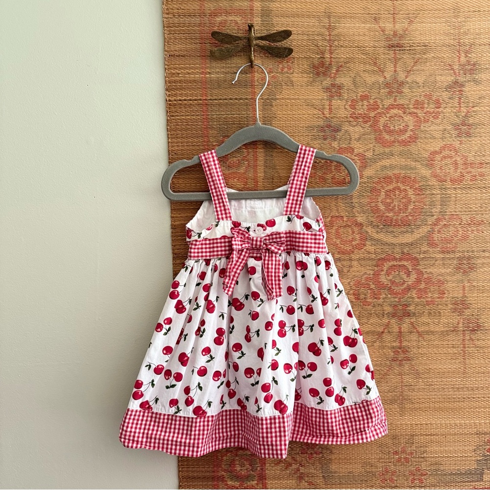 Vintage Cherry Print & Gingham Cotton Summer Dress - Picture 4 of 6